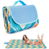 NNEDSZ Blue Stripes Stitching Premium Picnic Mat - Extra Thick & Waterproof Oxford Cloth Camping Blanket - 145x180cm