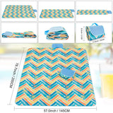 NNEDSZ Blue Stripes Stitching Premium Picnic Mat - Extra Thick & Waterproof Oxford Cloth Camping Blanket - 145x200cm