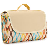 NNEDSZ Yellow Stripes Stitching Premium Picnic Mat - Extra Thick & Waterproof Oxford Cloth Camping Blanket - 145x200cm