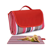 NNEDSZ Red Stripes Stitching Premium Picnic Mat - Extra Thick & Waterproof Oxford Cloth Camping Blanket - 145x200cm
