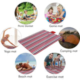 NNEDSZ Red Stripes Stitching Premium Picnic Mat - Extra Thick & Waterproof Oxford Cloth Camping Blanket - 145x200cm