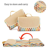 NNEDSZ Red Stripes Stitching Premium Picnic Mat - Extra Thick & Waterproof Oxford Cloth Camping Blanket - 145x200cm