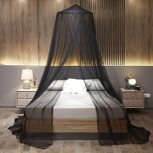NNEDSZ Black Hanging Princess Bed Canopy Mosquito Net - Dome Bedding for Dorm Rooms & Bedrooms (Fits 1.8m-2m Beds)