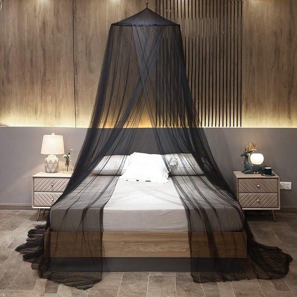 NNEDSZ Black Hanging Princess Bed Canopy Mosquito Net - Dome Bedding for Dorm Rooms & Bedrooms (Fits 1.8m-2m Beds)