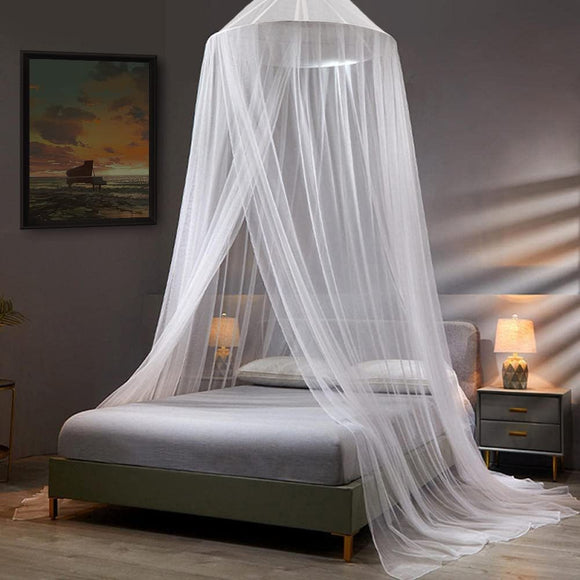 NNEDSZ White Hanging Princess Bed Canopy Mosquito Net - Dome Bedding for Dorm Rooms & Bedrooms (Fits 1.8m-2m Beds)