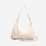 NNEDSZ Off White Women's Trendy PU Leather Shoulder Bag - Fashionable Underarm Hobo Bag with Adjustable Strap