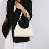 NNEDSZ Off White Women's Trendy PU Leather Shoulder Bag - Fashionable Underarm Hobo Bag with Adjustable Strap