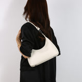 NNEDSZ Off White Women's Trendy PU Leather Shoulder Bag - Fashionable Underarm Hobo Bag with Adjustable Strap