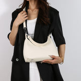 NNEDSZ Off White Women's Trendy PU Leather Shoulder Bag - Fashionable Underarm Hobo Bag with Adjustable Strap