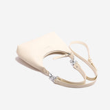 NNEDSZ Off White Women's Trendy PU Leather Shoulder Bag - Fashionable Underarm Hobo Bag with Adjustable Strap
