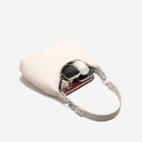 NNEDSZ Off White Women's Trendy PU Leather Shoulder Bag - Fashionable Underarm Hobo Bag with Adjustable Strap