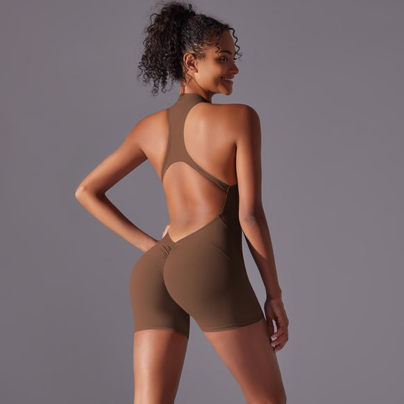 NNEDSZ Size S Brown High-Impact Seamless Bodysuit - Nude Feel Yoga & Fitness Romper