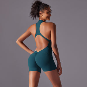 NNEDSZ Size M Dark Green High-Impact Seamless Bodysuit - Nude Feel Yoga & Fitness Romper