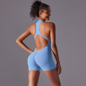 NNEDSZ Size S Light Blue High-Impact Seamless Bodysuit - Nude Feel Yoga & Fitness Romper