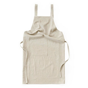 NNEDSZ Off White Cotton Linen H-Back Apron - Solid Color Kitchen Cooking Apron with Pocket