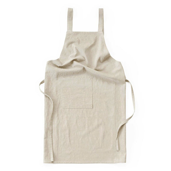 NNEDSZ Off White Cotton Linen H-Back Apron - Solid Color Kitchen Cooking Apron with Pocket