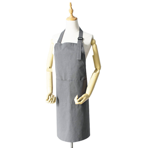 NNEDSZ Grey Waterproof & Oil-Proof Apron - Adjustable Kitchen Apron with Pockets