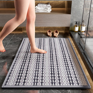 NNEDSZ Grey Safe & Dry Bathroom Mat - Non-Slip Absorbent Bath Rug 50x80cm