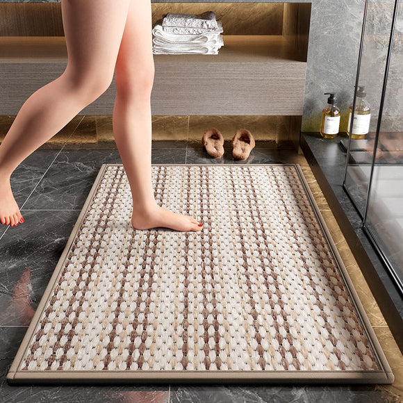 NNEDSZ Brown Safe & Dry Bathroom Mat - Non-Slip Absorbent Bath Rug 50x80cm
