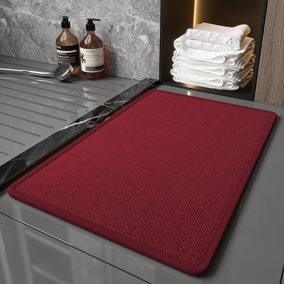 NNEDSZ Red Quick Dry Bathroom Rug - Non-Slip PVC Foam, Super Absorbent, 50x80cm