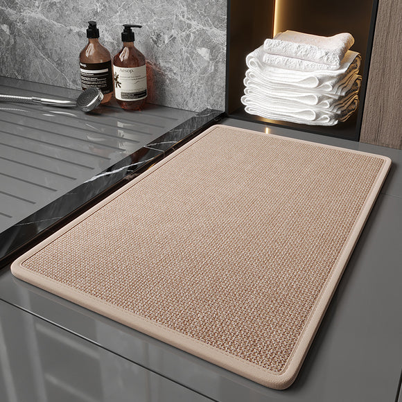 NNEDSZ Brown Quick Dry Bathroom Rug - Non-Slip PVC Foam, Super Absorbent, 50x80cm