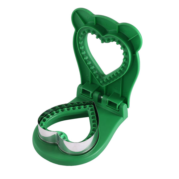 NNEDSZ 3 Pcs Green Heart Sandwich Maker Sealer - DIY Toast Pocket Bread Cutter & Sealer Mold (PP + 304 Stainless Steel)