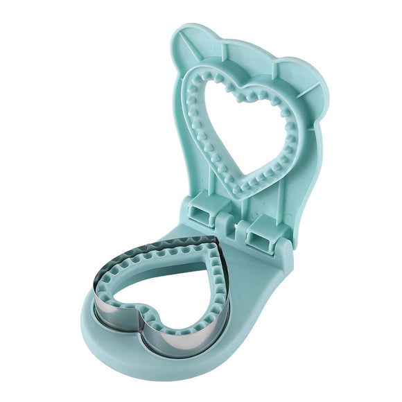 NNEDSZ 3 Pcs Blue Heart Sandwich Maker Sealer - DIY Toast Pocket Bread Cutter & Sealer Mold (PP + 304 Stainless Steel)