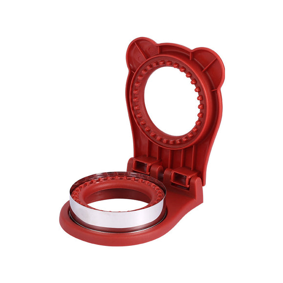 NNEDSZ 3 Pcs Red Round Sandwich Sealer & Cutter - Safe Hand Guard Design, DIY Pocket Bread Mold
