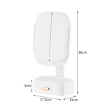 NNEDSZ White LED Lighted Tri-Fold Makeup Mirror with Storage Drawer & Magnification(USB Charging Port)