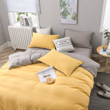 NNEDSZ Gray And Yellow Stitching Ultra-Soft Solid Color 4-Piece Bedding Set - Queen Size(Suitable for 2m bed)