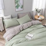 NNEDSZ Gray And Green Stitching Ultra-Soft Solid Color 4-Piece Bedding Set - Queen Size(Suitable for 2m bed)