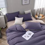 NNEDSZ Purple And Light Pink Stitching Ultra-Soft Solid Color 4-Piece Bedding Set - Queen Size(Suitable for 2m bed)