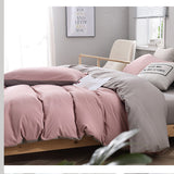 NNEDSZ Purple And Light Pink Stitching Ultra-Soft Solid Color 4-Piece Bedding Set - Queen Size(Suitable for 2m bed)