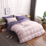 NNEDSZ Purple And Pink Stitching Ultra-Soft Solid Color 4-Piece Bedding Set - Queen Size(Suitable for 2m bed)