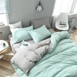 NNEDSZ Mint Green And Grey Stitching Ultra-Soft Solid Color 4-Piece Bedding Set - Queen Size(Suitable for 2m bed)
