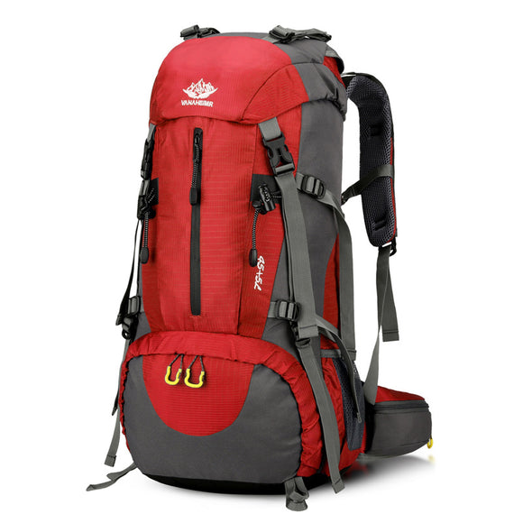 NNEDSZ Red High-Capacity Nylon Hiking Backpack - Durable, Multi-Functional Outdoor Travel Pack