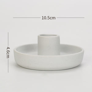 NNEDSZ 2 Pcs White Oval Bottom Nordic Ceramic Candle Holder with Jewelry Dish - Elegant Minimalist Home Decor Piece