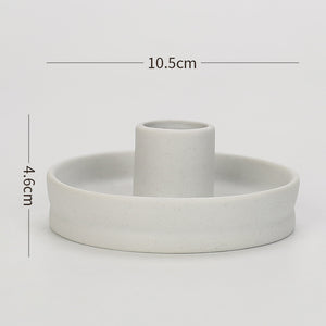 NNEDSZ 2 Pcs White Straight Bottom Nordic Ceramic Candle Holder with Jewelry Dish - Elegant Minimalist Home Decor Piece