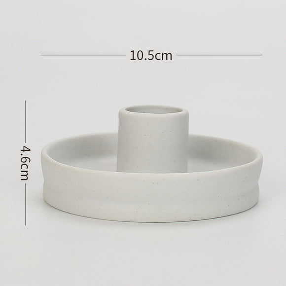 NNEDSZ 2 Pcs White Straight Bottom Nordic Ceramic Candle Holder with Jewelry Dish - Elegant Minimalist Home Decor Piece