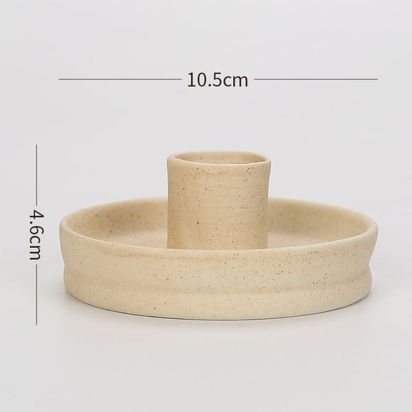 NNEDSZ 2 Pcs Light Yellow Straight Bottom Nordic Ceramic Candle Holder with Jewelry Dish - Elegant Minimalist Home Decor Piece