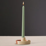NNEDSZ 2 Pcs Light Yellow Straight Bottom Nordic Ceramic Candle Holder with Jewelry Dish - Elegant Minimalist Home Decor Piece