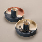 NNEDSZ 2 Pcs Light Yellow Straight Bottom Nordic Ceramic Candle Holder with Jewelry Dish - Elegant Minimalist Home Decor Piece