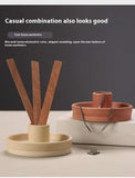 NNEDSZ 2 Pcs Light Yellow Straight Bottom Nordic Ceramic Candle Holder with Jewelry Dish - Elegant Minimalist Home Decor Piece