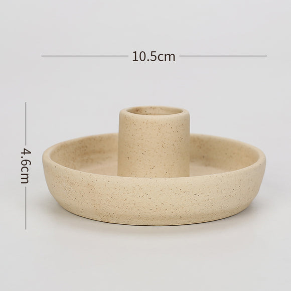 NNEDSZ 2 Pcs Light Yellow Oval Bottom Nordic Ceramic Candle Holder with Jewelry Dish - Elegant Minimalist Home Decor Piece
