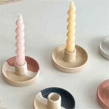 NNEDSZ 2 Pcs Light Yellow Oval Bottom Nordic Ceramic Candle Holder with Jewelry Dish - Elegant Minimalist Home Decor Piece