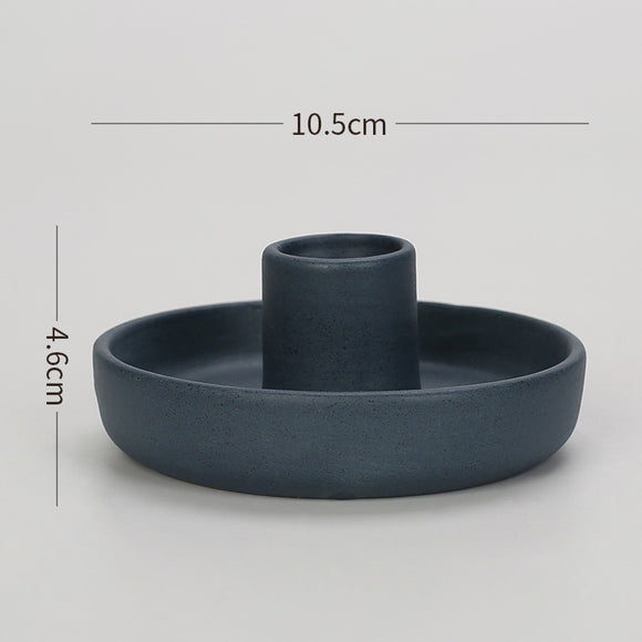 NNEDSZ 2 Pcs Dark Blue Oval Bottom Nordic Ceramic Candle Holder with Jewelry Dish - Elegant Minimalist Home Decor Piece