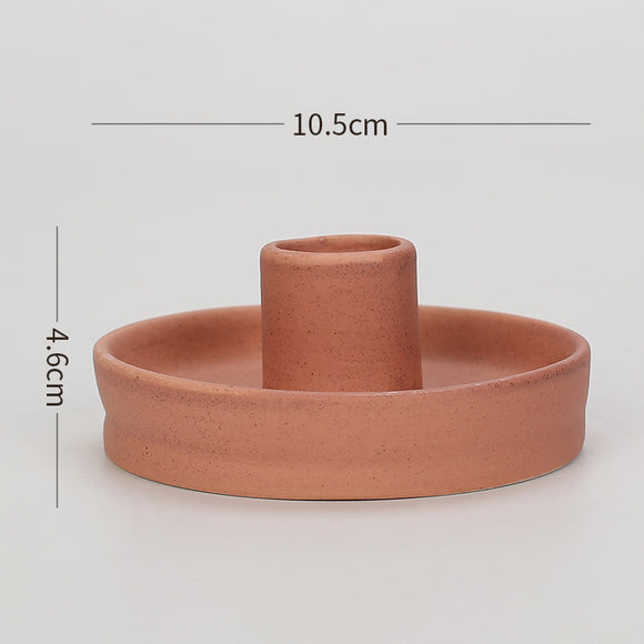 NNEDSZ 2 Pcs Orange Straight Bottom Nordic Ceramic Candle Holder with Jewelry Dish - Elegant Minimalist Home Decor Piece