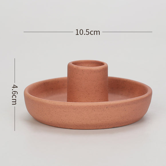 NNEDSZ 2 Pcs Orange Oval Bottom Nordic Ceramic Candle Holder with Jewelry Dish - Elegant Minimalist Home Decor Piece