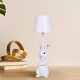 NNEDSZ White Bunny White Lampshade Adorable Rabbit Resin Table Lamp - 3-Color LED, USB Rechargeable, Touch Dimming