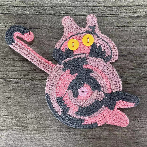 NNEDSZ 4 Pcs Pink And Grey Cute Cat Butt Knitted Coaster - Lightweight Crochet Drink Mat, 15x10cm